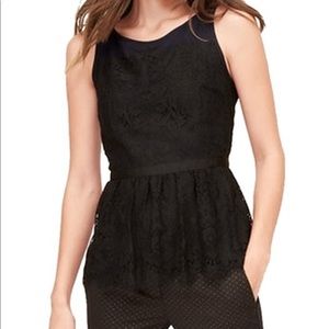 Loft Navy & Black Lace Peplum